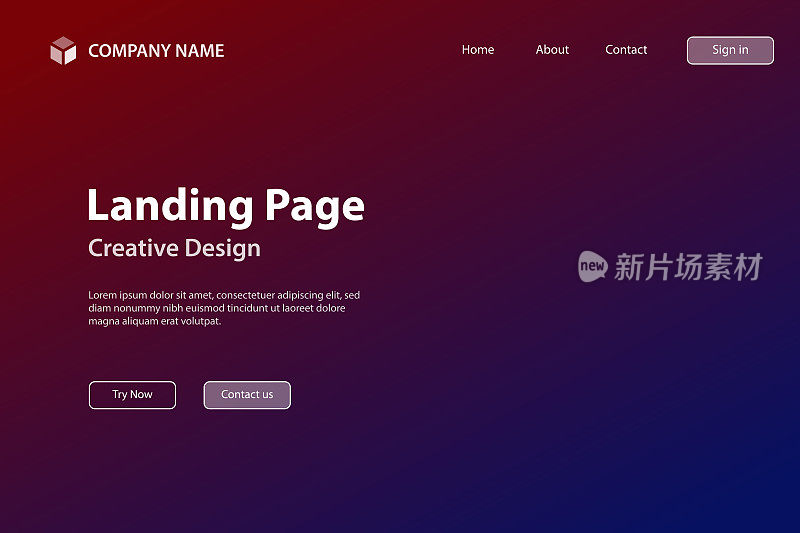 Landing page Template - Abstract blurred background - defocused Red gradient